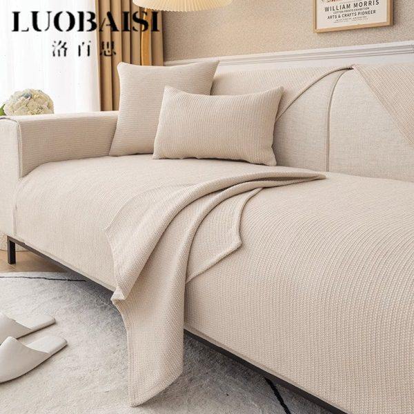 LUOBAISI高端轻奢棉麻沙发垫纯色防滑亚麻粗布坐垫子沙发套罩盖布,居家布艺,沙发垫,淘宝优惠券,粉丝福利购,淘宝优惠卷