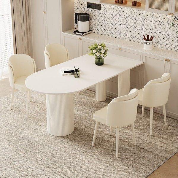 奶油风岩板岛台餐桌一体现代小户型家用饭桌简约家用饭台餐椅组合,住宅家具,岩板餐桌,淘宝优惠券,粉丝福利购,淘宝优惠卷