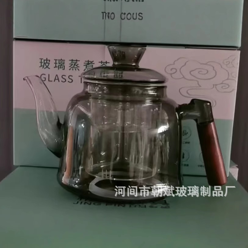 高档胡桃木提梁耐高温蒸煮一体玻璃茶壶加厚过滤电陶炉烧水壶