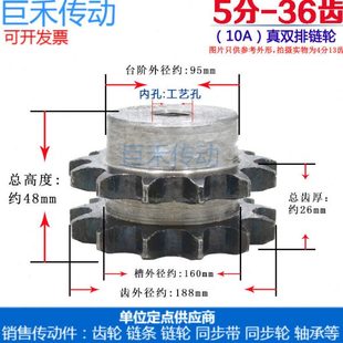 10A真双排链轮 5分36齿 10A36T 适合5分双排链条使用 节距:15.875