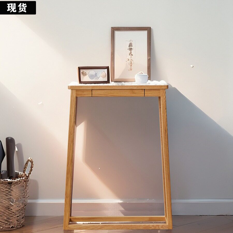 原木风橡木入户玄关桌沙发边过道走廊极窄空间小物边几供桌条案