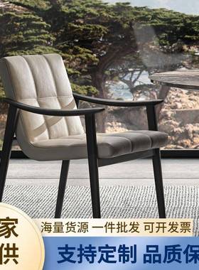 中式实木椅子带扶手吃饭软包靠背椅家用黑色白蜡木创意设计师餐椅