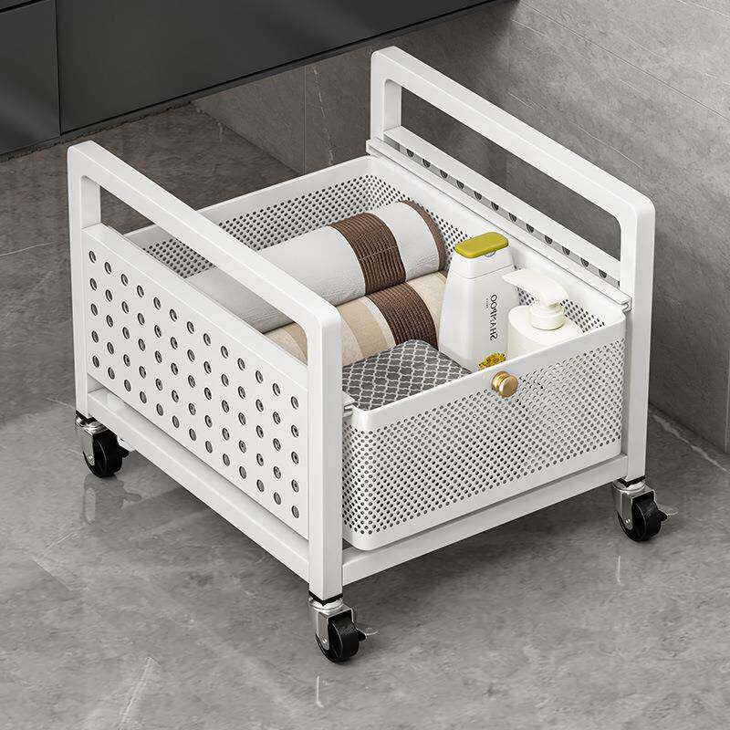 浴室柜下脏衣篮可移动带轮置物架小推车简约风卫生间多层杂物收纳