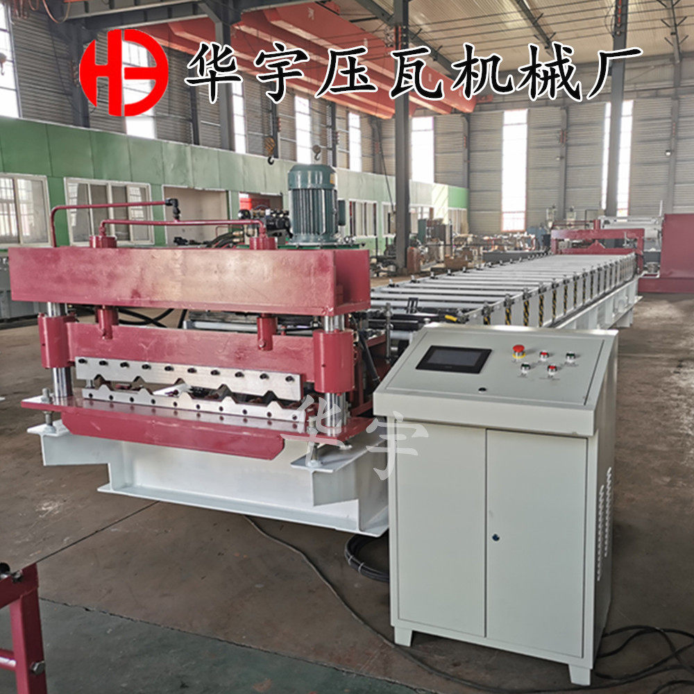 华宇彩钢板设备840型压瓦机快速成型彩钢机械导柱剪冷弯成型机