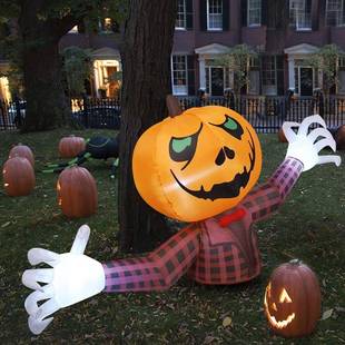 外贸亡灵节长万圣节充气南瓜鬼户外装饰杰克灯带LED灯庭院