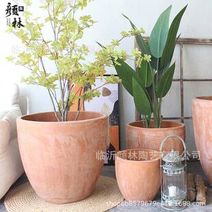 美式乡村陶盆外贸花盆出口盆罗马盆橘色栽树盆土陶缸盆粗陶土盆大