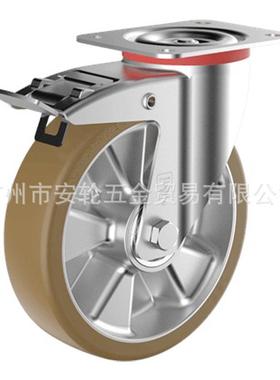 德国WICKE-TOPTHANE威卡8寸万向带刹车脚轮200mm聚氨酯铝芯183468