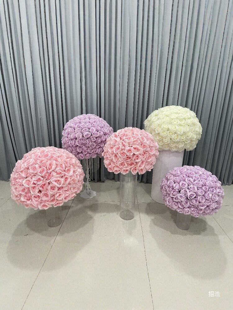 新款韩式婚礼玫瑰花大圆球路引花球橱窗装饰布置摄影道具