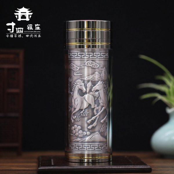 大理寸四银庄999足银内胆工艺杯复古浮雕金边雪花银水杯银杯,饰品/流行首饰/时尚饰品新,摆件,淘宝优惠券,粉丝福利购,淘宝优惠卷