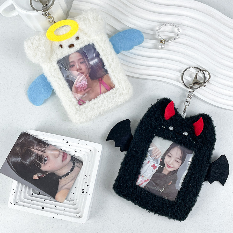 韩版天使恶魔毛绒卡套校园卡饭卡