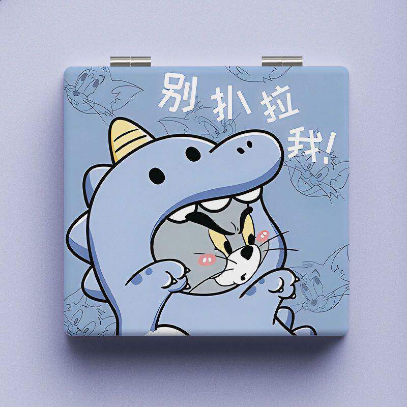 猫和老鼠搞笑镜子创意手持小镜子随身带折叠双面可爱学生化妆卡套校牌电梯厂牌高颜值ins