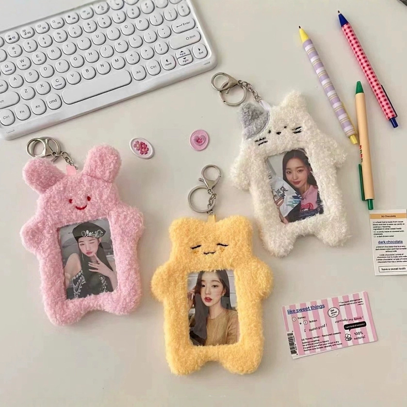 可爱小兔毛绒卡套爱豆小狗卡套照