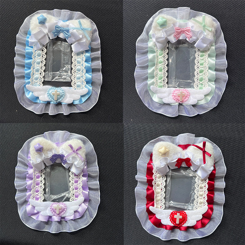 原创手作蕾丝咕卡套可爱高颜值追星学生卡套痛包手工少女心小卡