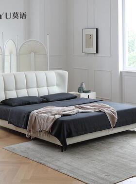 JMB120莫语MOYU/Evisa真皮床法式奶油风主卧婚床意式现代简约齐边