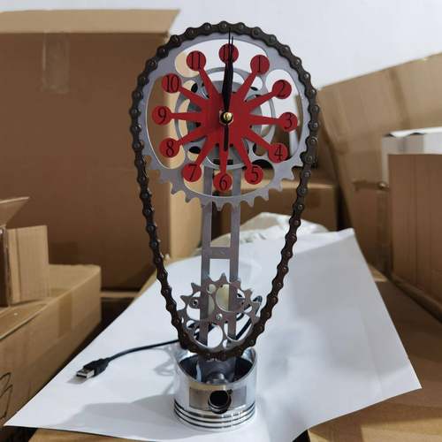 RotatingGearClock创意旋转齿金属时钟工艺摆件