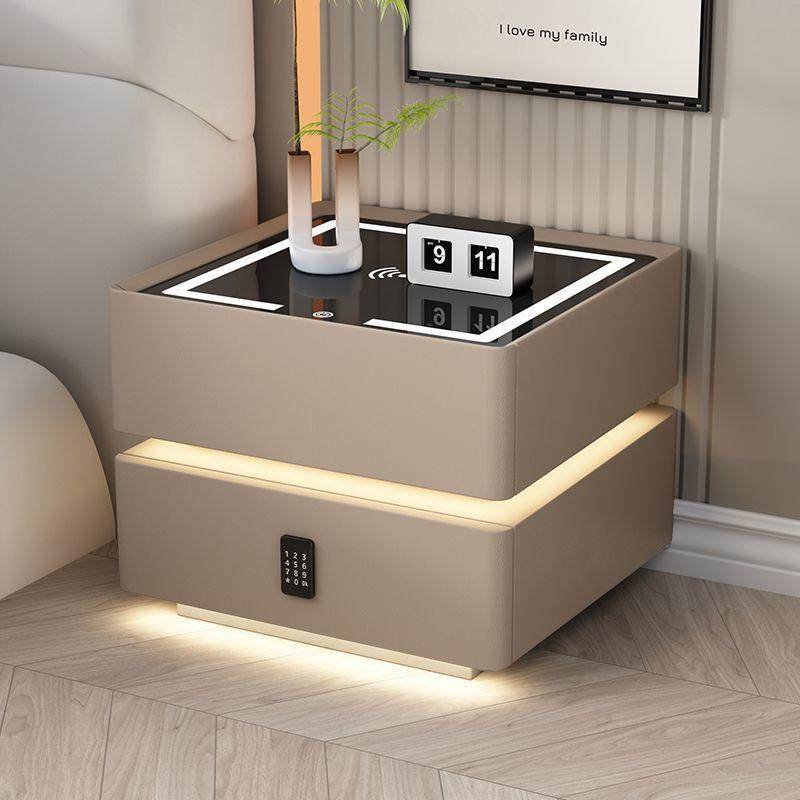 jg新款智能床头柜简约现代无线充电多功能轻奢卧室密码锁床边柜客