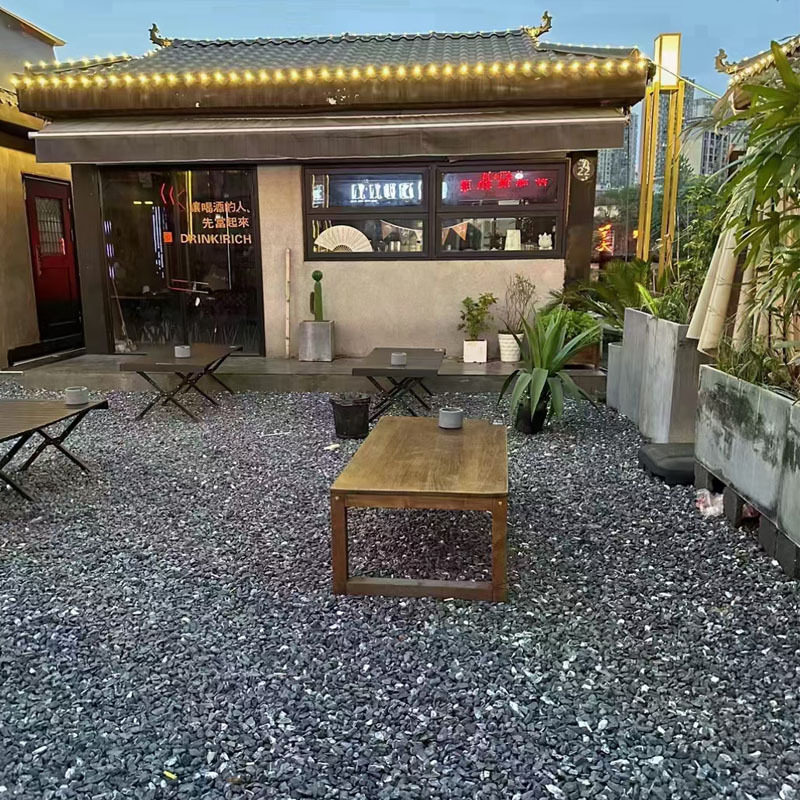 浙江灰色砾石黑色枯山水园林造景石市政铺路石碎石庭院别墅石米石