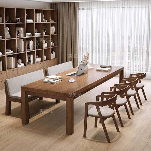 去客厅化实木书桌会议书房办公桌大型长条桌工作台学习桌现代简约