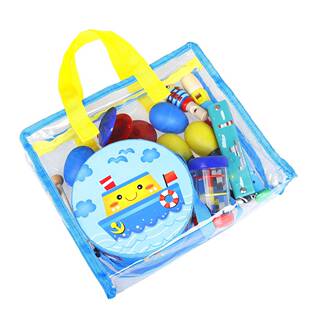 奥尔夫乐器8件套蓝色幼教启蒙音乐玩具套装儿童打击乐器铃鼓沙锤