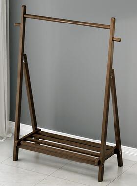 ft实木衣架落地挂衣架卧室衣帽架家用轻奢简易折叠凉衣杆放衣服架