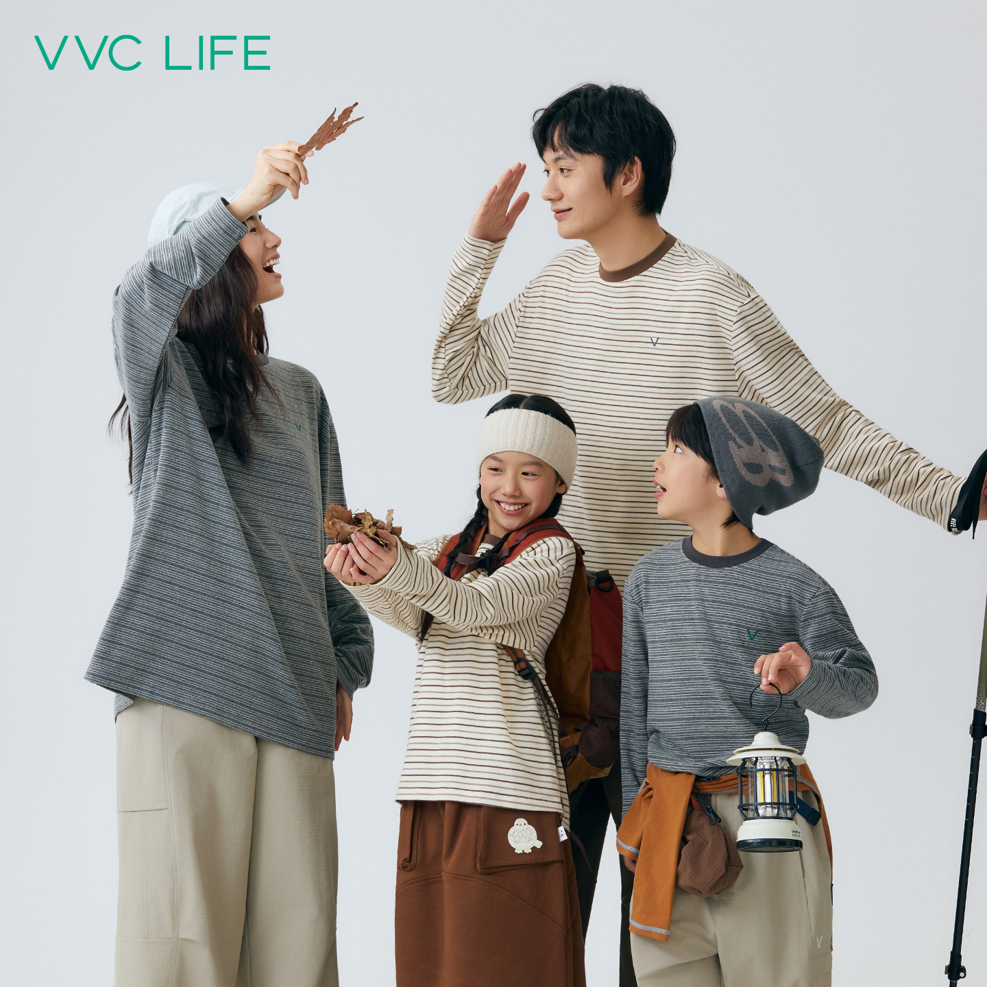 VVC life汀线条纹长袖T恤亲子2025年冬户外休闲宽松内搭