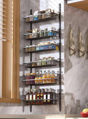 厨房收纳架调料架免打孔壁挂多层可调节橱柜墙上调味品调料置物架