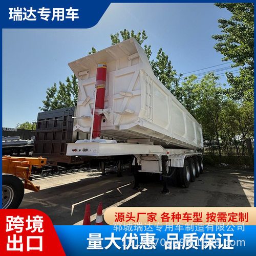 跨境供应四轴側翻自卸挂车渣土煤炭运输半挂车集装箱側翻自卸车