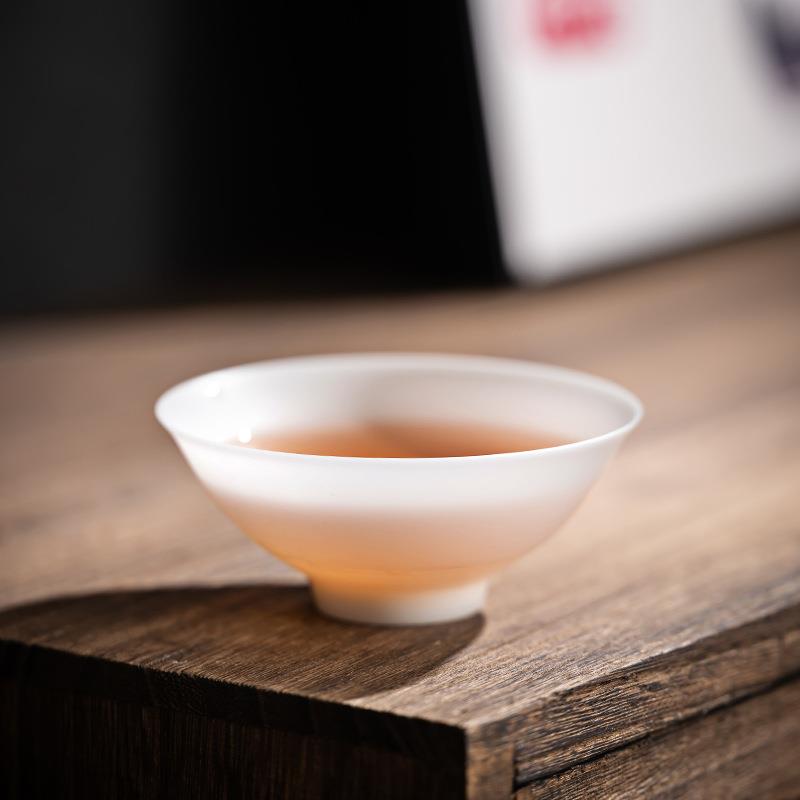 冰种玉瓷斗笠杯陶瓷小茶杯家用高档白瓷个人杯单杯大号主人杯薄胎