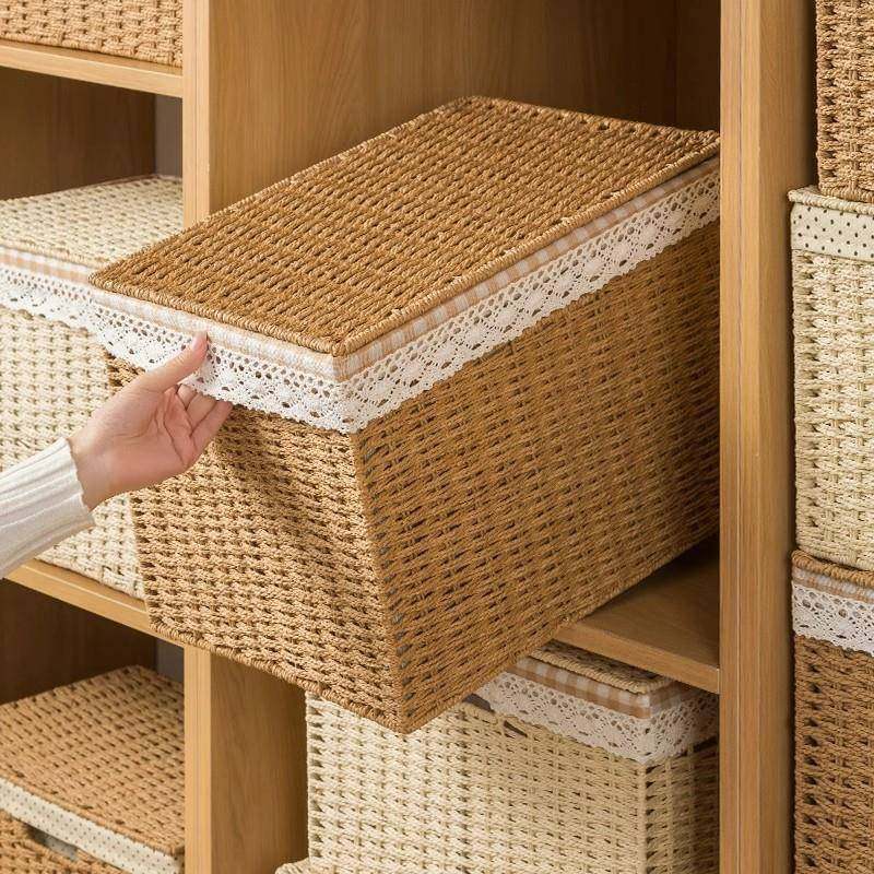 家用收纳箱衣柜衣物杂物整理储物箱藤编草编日式编织收纳筐带盖,节庆用品/礼品,新娘配件,淘宝优惠券,粉丝福利购,淘宝优惠卷