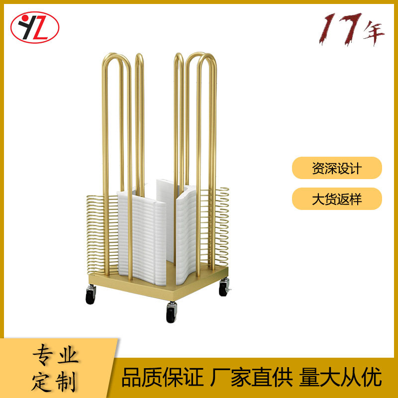 放衣架的架子服装店衣架收纳架双面四面落地式带滚轮商超货架