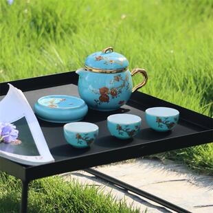 高端女士旅行茶具一人二杯随身泡茶壶便携式户外露营快客杯收纳包