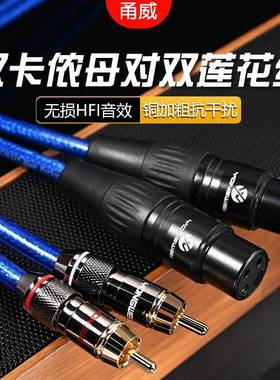 甬威卡农转莲花音频线双RCA转双卡侬母二对二AV四头调音台功放线