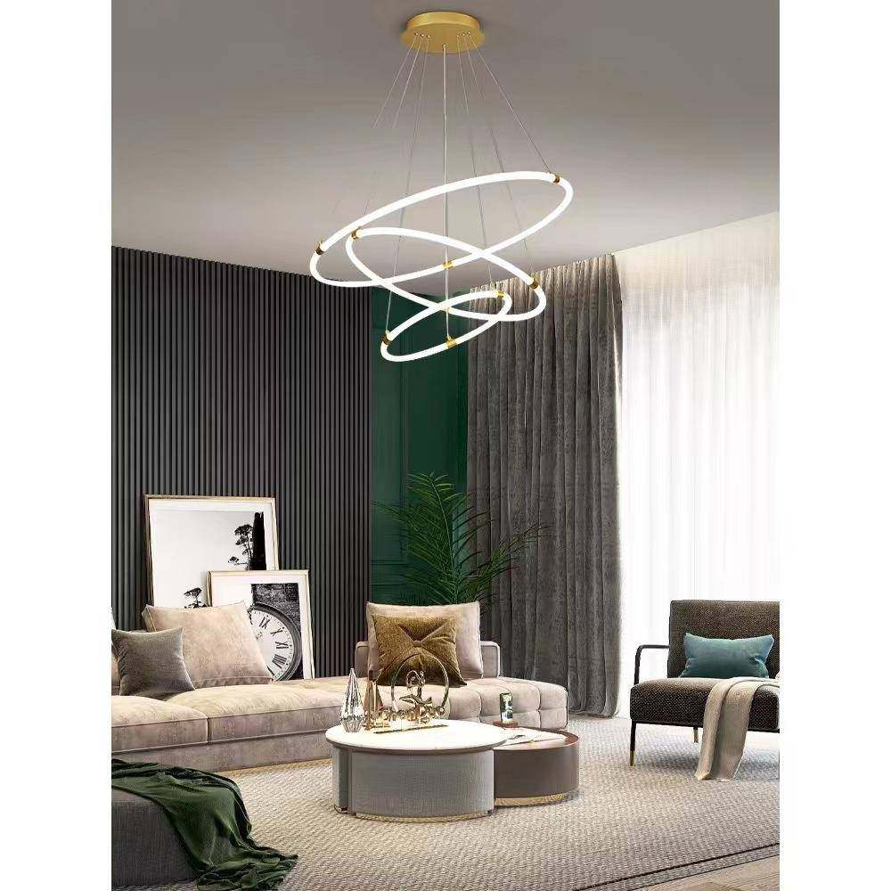 北欧现代简约轻奢客厅吊灯圆环艺术餐厅吧台设计师LED灯具