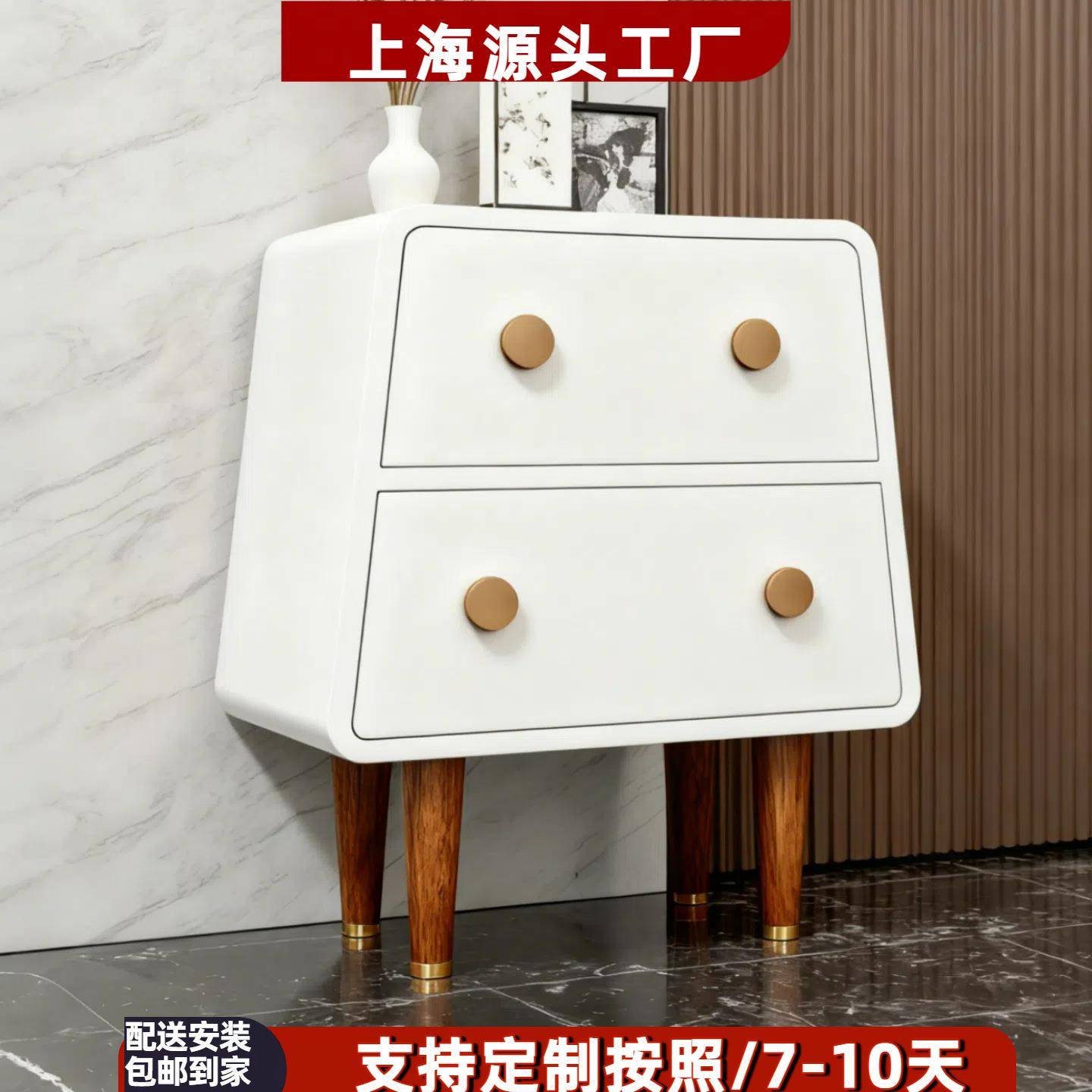 北欧钢琴烤漆床头柜个性艺术卧室抽屉柜现代简约二斗柜储物柜整装