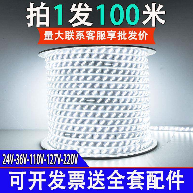 LED灯带100米户外防水超亮工程地下室隧道照明养殖亮化灯带条220V