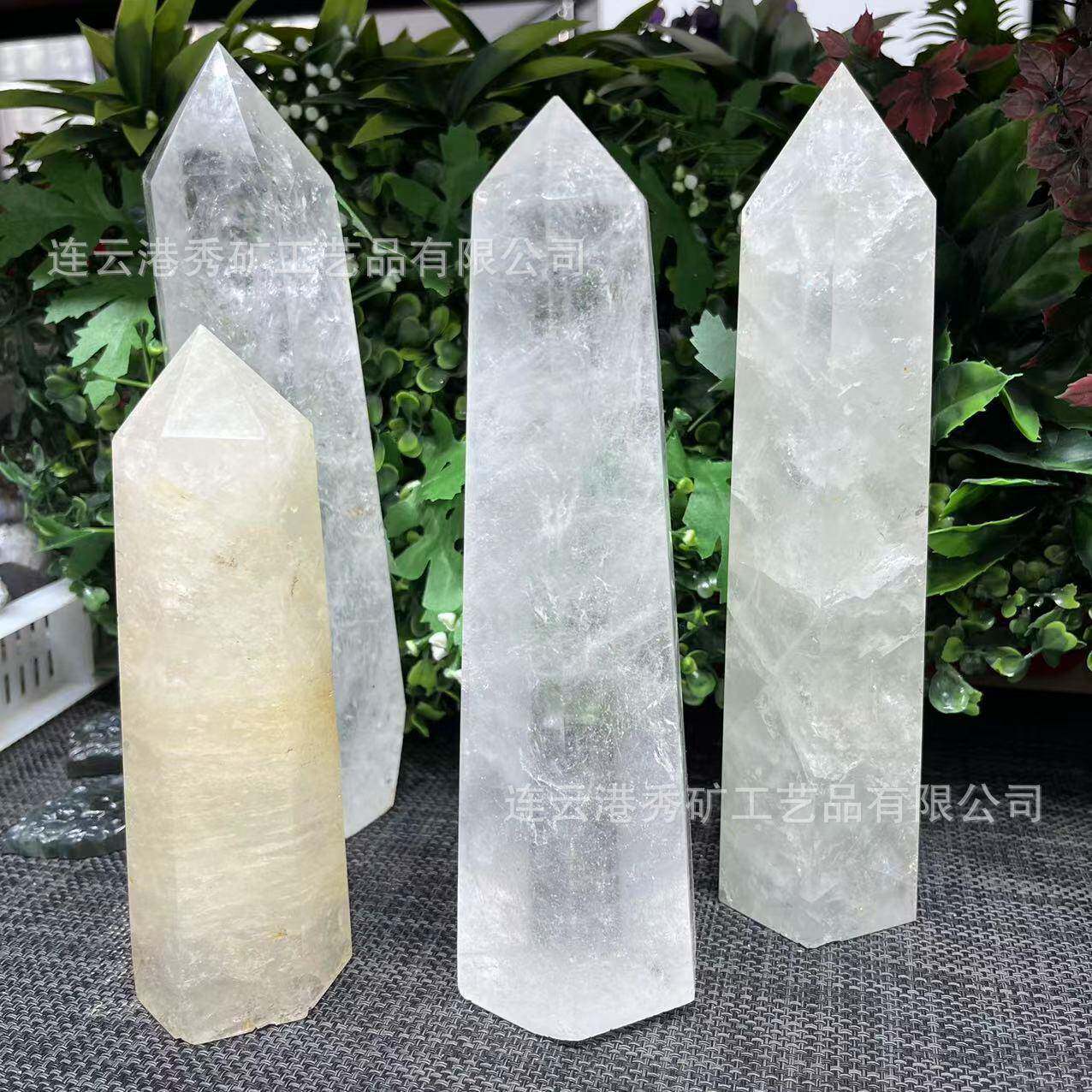 天然白水晶原石打磨单尖六棱柱子水晶大柱子居家办公桌面大摆件