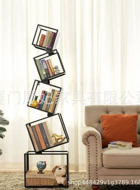 5层书架高大的黑色书架书架书柜现代书籍存储架CD书籍创意家具