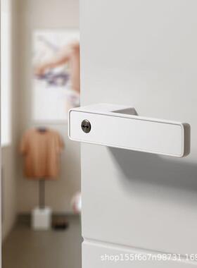 白色意式极简木门锁磁吸室内卧室门把手静音生态锁轻奢风房门锁