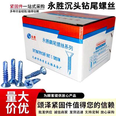 厂价永胜牌平头钻尾丝十字平头钻尾螺丝非标蓝锌沉头燕尾丝
