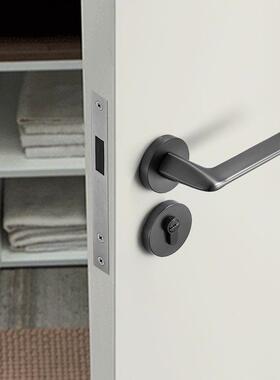 黑色门锁磁吸静音卧室房门锁室内分体锁卫生间实木门把手执手锁具