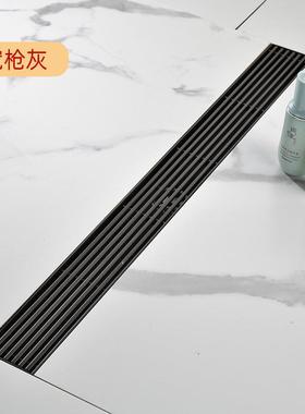 55宽长条形枪灰色地漏防臭浴室卫生间加长304不锈钢大排量
