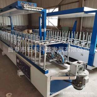 曲阜宏泰300型木线条热胶包覆机30s黑肤感木饰面板包覆机