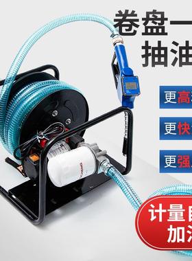 电动抽油泵12v24v220v车载加油机柴油汽油卷盘大流量自吸加油泵