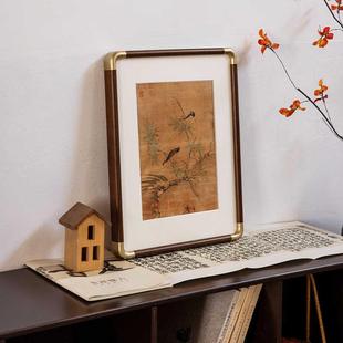 实木画框装裱38新中式国画框字画书法相框挂墙33婚书框50铜角框架