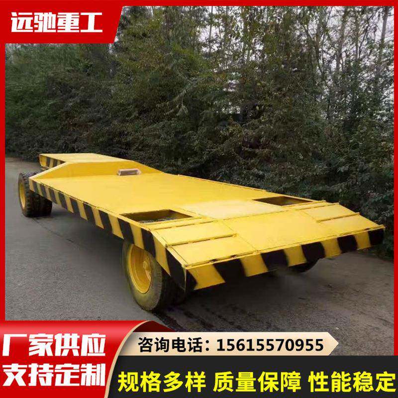 全尺寸道路平板拖车工厂用牵引实心胎拖车四轮转向拖挂车