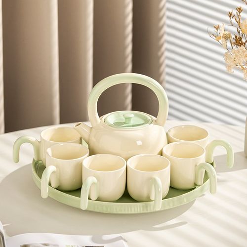 结婚乔迁茶具套装礼盒装奶油风陶瓷水杯套装家用客厅杯具套装茶壶