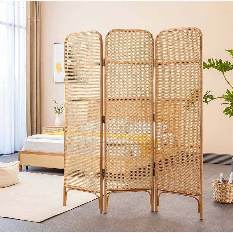 真藤编屏风隔断客厅进门遮挡可移动卧室帘折叠玛瑙藤老藤现代简约
