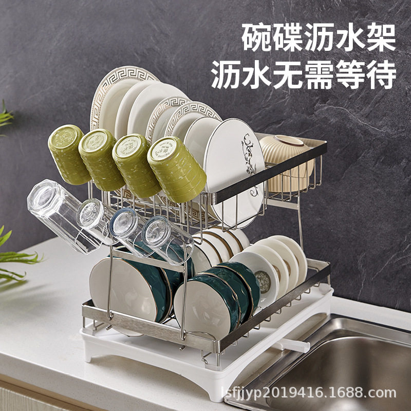 双层可拆卸碗碟沥水架大容量碗筷收纳篮碟子收纳架厨房收纳置物架
