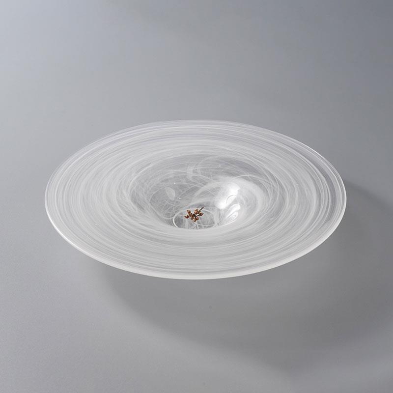 水晶玻璃冰纹草帽碗简约圆形透明意境菜菜盘感点心水果西餐盘