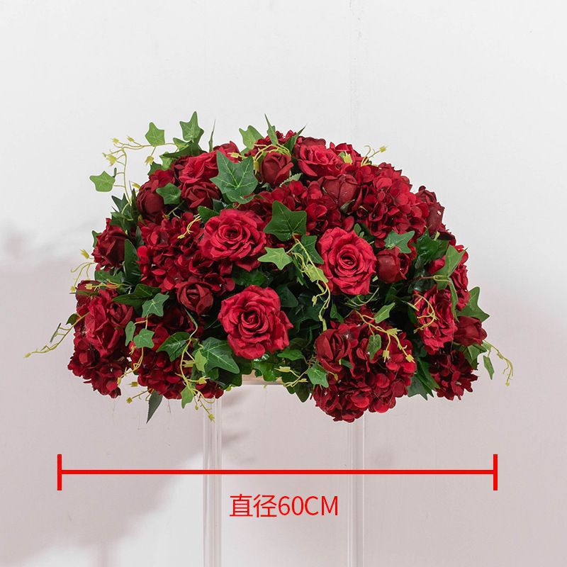 白色花球 婚礼舞台t台几何架布置路引花橱窗展厅餐桌装饰假花桌花